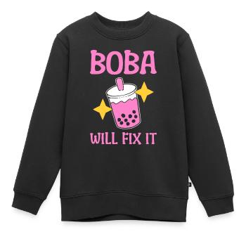 Boba Bubble Milk Tea Milchtee-Server - Kinder Premium Organic Sweatshirt - Schwarz - Vorne - AI Model Kid Female (0cm)
