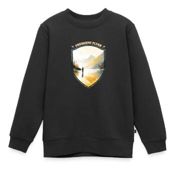 Fly Fishing Casting Art - A Canvas In Nature - Kinder Premium Organic Sweatshirt - Schwarz - Vorne - AI Model Kid Female (0cm)