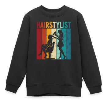 Cooler Haarstylist Spruch Haarflüsterer Friseur - Kinder Premium Organic Sweatshirt - Schwarz - Vorne - AI Model Kid Female (0cm)