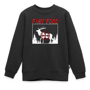 Fast Food Hirschjagd Lustig Elchjäger Wildtiere - Kinder Premium Organic Sweatshirt - Schwarz - Vorne - AI Model Kid Female (0cm)