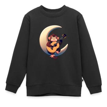 Musikalischer Affe im Halbmond - Kinder Premium Organic Sweatshirt - Schwarz - Vorne - AI Model Kid Female (0cm)