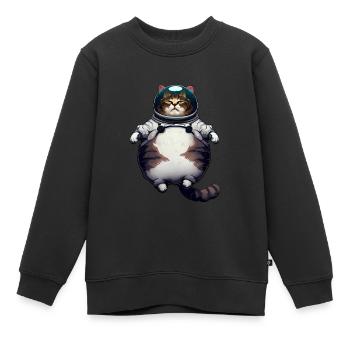 Fette Astronaut Katze - Kinder Premium Organic Sweatshirt - Schwarz - Vorne - AI Model Kid Female (0cm)