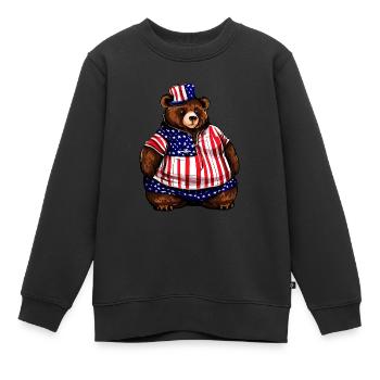 Fetter Amerikanischer Bär - Kinder Premium Organic Sweatshirt - Schwarz - Vorne - AI Model Kid Female (0cm)