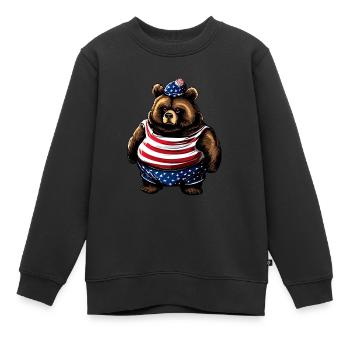 Fetter Amerikanischer Bär - Kinder Premium Organic Sweatshirt - Schwarz - Vorne - AI Model Kid Female (0cm)