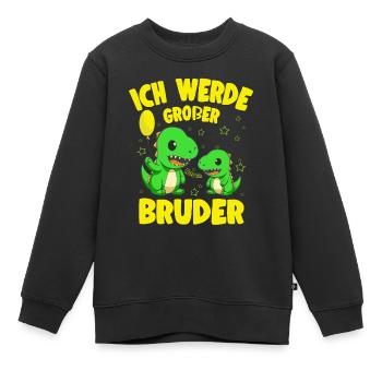 Werde Großer Bruder Dino Geschwister Kind Geburt - Kinder Premium Organic Sweatshirt - Schwarz - Vorne - AI Model Kid Female (0cm)