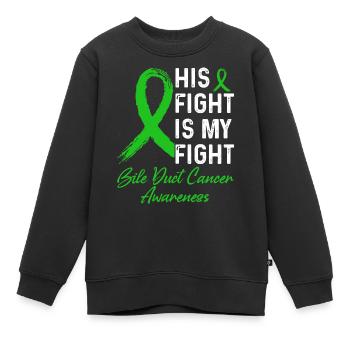 Sensibilisation au cancer des canaux biliaires - Sweat Premium enfant bio - noir - Devant - AI Model Kid Female (0cm)