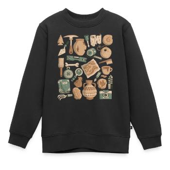Archéologie - Sweat Premium enfant bio - noir - Devant - AI Model Kid Female (0cm)