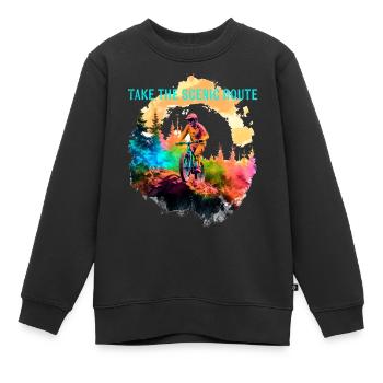 Mountainbike - Kinder Premium Organic Sweatshirt - Schwarz - Vorne - AI Model Kid Female (0cm)