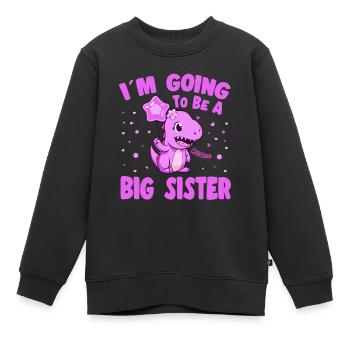 Big Sister Dinosaur Promoted Big Sister - Kinder Premium Organic Sweatshirt - Schwarz - Vorne - AI Model Kid Female (0cm)