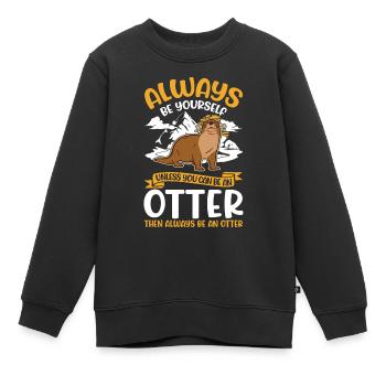 Loutre Cadeau Loutre Loutre Loutre Loutre de mer - Sweat Premium enfant bio - noir - Devant - AI Model Kid Female (0cm)