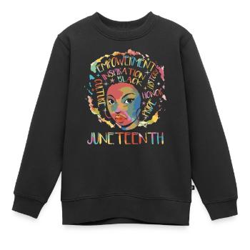 Juneteenth - Kids Premium Organic Sweatshirt - black - Front - AI Model Kid Female (0cm)