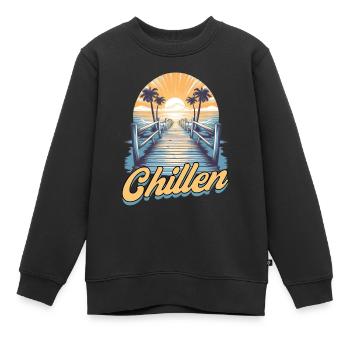 Auszeit Urlaub Hängematte Strand - Kinder Premium Organic Sweatshirt - Schwarz - Vorne - AI Model Kid Female (0cm)