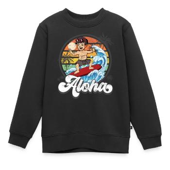 Aloha Hawaiian Hawaiian Surfer Surfing - Sweat Premium enfant bio - noir - Devant - AI Model Kid Female (0cm)