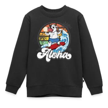 Aloha Hawaiian Hawaiian Surfer Surfing - Sweat Premium enfant bio - noir - Devant - AI Model Kid Female (0cm)