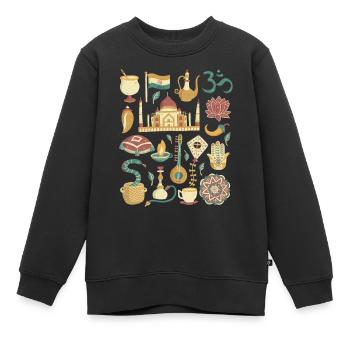 Inde - Sweat Premium enfant bio - noir - Devant - AI Model Kid Female (0cm)
