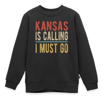Kansas Ruft Ich Muss Gehen - Kinder Premium Organic Sweatshirt - Schwarz - Vorne - AI Model Kid Female (0cm)