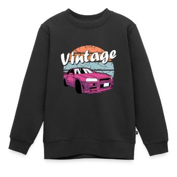 Voiture de collection rétro - Sweat Premium enfant bio - noir - Devant - AI Model Kid Female (0cm)