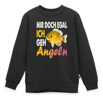 Mir Doch Egal Ich Geh Angeln Mir doch egal - Kinder Premium Organic Sweatshirt - Schwarz - Vorne - AI Model Kid Female (0cm)