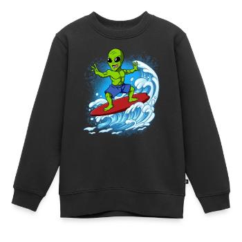 Wave surfers Surfers Surfers - Kids Premium Organic Sweatshirt - black - Front - AI Model Kid Female (0cm)