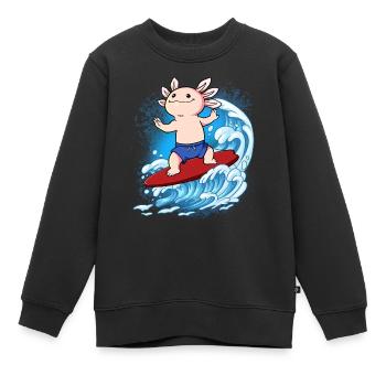 Wave surfers Surfers Surfers - Kids Premium Organic Sweatshirt - black - Front - AI Model Kid Female (0cm)