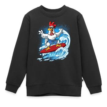 Wave surfers Surfers Surfers - Kids Premium Organic Sweatshirt - black - Front - AI Model Kid Female (0cm)