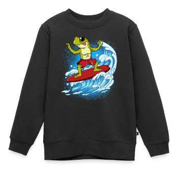 Wave surfers Surfers Surfers - Kids Premium Organic Sweatshirt - black - Front - AI Model Kid Female (0cm)