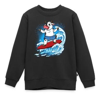 Wave surfers Surfers Surfers - Kids Premium Organic Sweatshirt - black - Front - AI Model Kid Female (0cm)