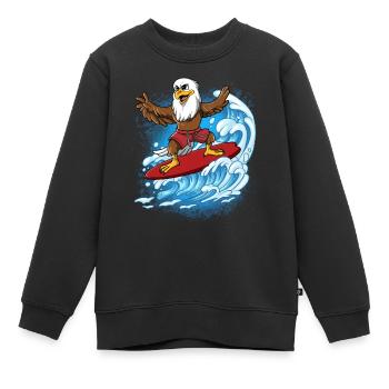 Wave surfers Surfers Surfers - Kids Premium Organic Sweatshirt - black - Front - AI Model Kid Female (0cm)