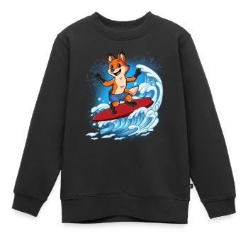 Wave surfers Surfers Surfers - Kids Premium Organic Sweatshirt - black - Front - AI Model Kid Female (0cm)