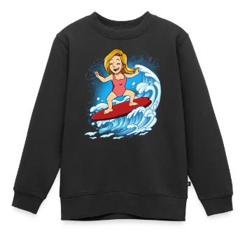 Wave surfers Surfers Surfers - Kids Premium Organic Sweatshirt - black - Front - AI Model Kid Female (0cm)