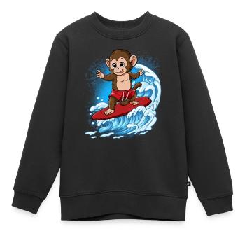 Wave surfers Surfers Surfers - Kids Premium Organic Sweatshirt - black - Front - AI Model Kid Female (0cm)