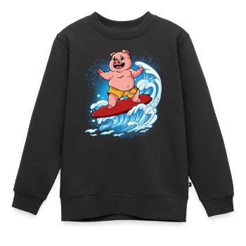 Wave surfers Surfers Surfers - Kids Premium Organic Sweatshirt - black - Front - AI Model Kid Female (0cm)