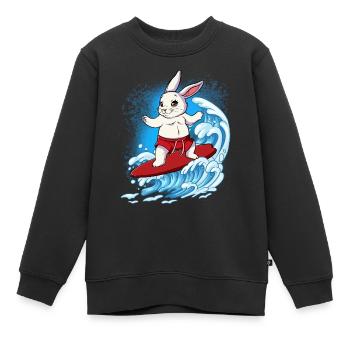 Wave surfers Surfers Surfers - Kids Premium Organic Sweatshirt - black - Front - AI Model Kid Female (0cm)