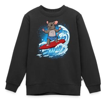 Wave surfers Surfers Surfers - Kids Premium Organic Sweatshirt - black - Front - AI Model Kid Female (0cm)