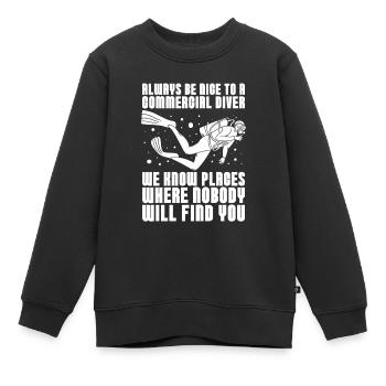Plongeurs Plongée commerciale - Sweat Premium enfant bio - noir - Devant - AI Model Kid Female (0cm)