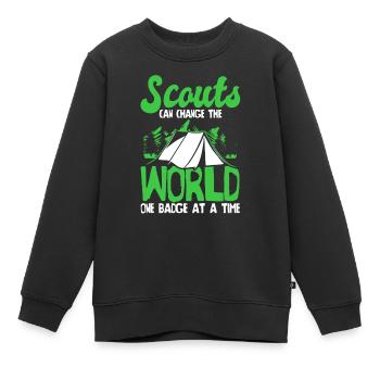 Insigne scout - Sweat Premium enfant bio - noir - Devant - AI Model Kid Female (0cm)