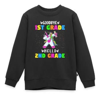 Auf Wiedersehen Erste Klasse Hallo Einhorn Gir der zweiten Klasse - Kinder Premium Organic Sweatshirt - Schwarz - Vorne - AI Model Kid Female (0cm)
