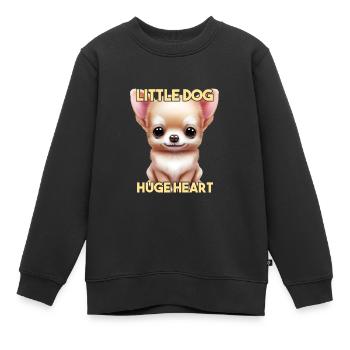 Kleiner Chihuahua mit großem Herzen - Kinder Premium Organic Sweatshirt - Schwarz - Vorne - AI Model Kid Female (0cm)