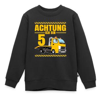 Abschlepper Lkw Geburtstagshirt Achtung Ich Bin 5 - Kinder Premium Organic Sweatshirt - Schwarz - Vorne - AI Model Kid Female (0cm)