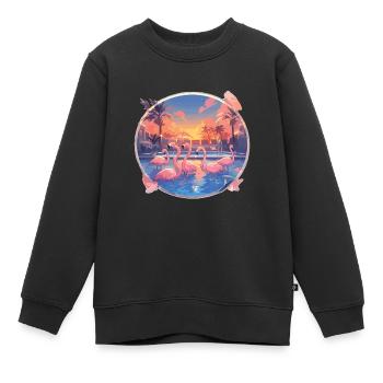 Flamingo Flamingo Pool Fête Flamingo - Sweat Premium enfant bio - noir - Devant - AI Model Kid Female (0cm)
