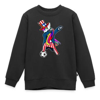 4 juillet Dabbing US Unicorn - Sweat Premium enfant bio - noir - Devant - AI Model Kid Female (0cm)