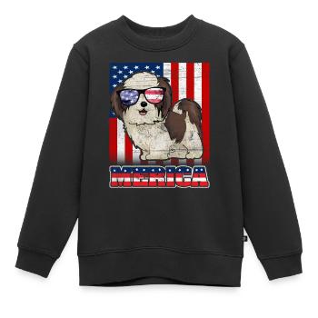 4. Juli Hund Merica - Kinder Premium Organic Sweatshirt - Schwarz - Vorne - AI Model Kid Female (0cm)