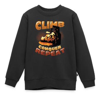 Klettern, Erobern, Wiederholen, Bergsteigern - Kinder Premium Organic Sweatshirt - Schwarz - Vorne - AI Model Kid Female (0cm)