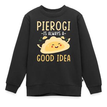 Boulettes Pierogi - Sweat Premium enfant bio - noir - Devant - AI Model Kid Female (0cm)