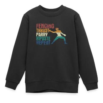 Fencing Thrust Parry Riposte Repeat - Kinder Premium Organic Sweatshirt - Schwarz - Vorne - AI Model Kid Female (0cm)