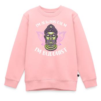 Bouddhisme Bouddha - Sweat Premium enfant bio - rose - Devant - AI Model Kid Female (0cm)