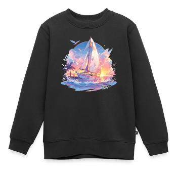 Voile, voile, voilier, voilier, voyage à la voile - Sweat Premium enfant bio - noir - Devant - AI Model Kid Female (0cm)