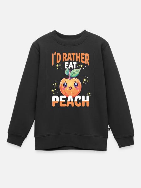 Pfirsich Kawaii - Kinder Premium Organic Sweatshirt - Schwarz
