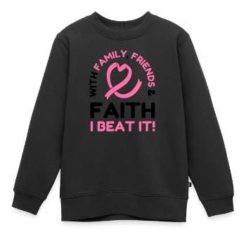 Ich habe Brustkrebs besiegt Pink Ribbon Brustkrebs - Kinder Premium Organic Sweatshirt - Schwarz - Vorne - AI Model Kid Female (0cm)