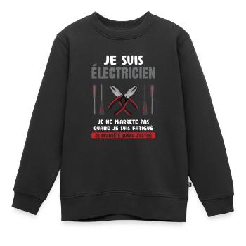 Électricien Dire Drôle De Technicien Électronique - Sweat Premium enfant bio - noir - Devant - AI Model Kid Female (0cm)
